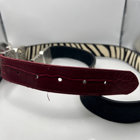 Chicos Black Calf Hair, Zebra, and Red Croc Silver tone Buckle & Reversible Belt - Picture 11 of 13